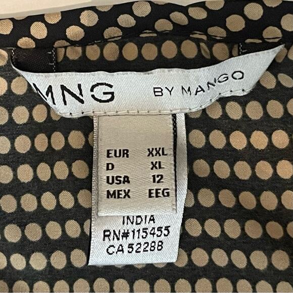 MNG Black W Tan Polka Dots Relaxed Fit Casual Dress NWOT Size 12 - Picture 8 of 11